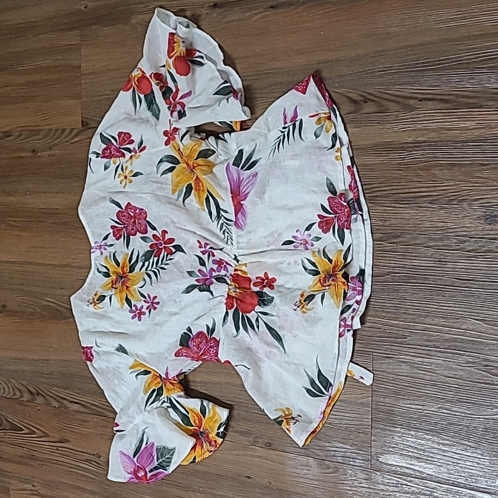 Old Navy White and Pink Flutter Sleeve Wrap Blouse used good‎ condition - Picture 3 of 5